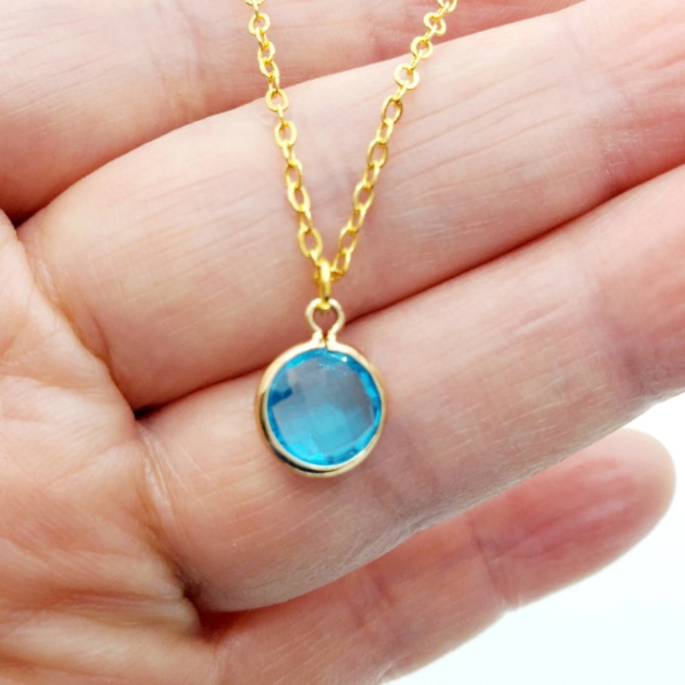 🌹3/$30 NEW Dainty Personalized birthstone minimalist 24K gold plated necklace